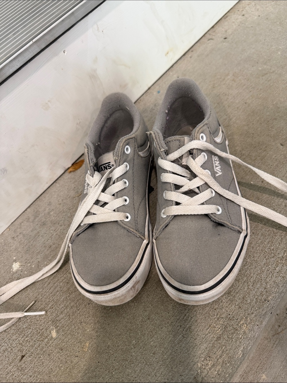 Vans Gray Low-Top Canvas Sneakers with White Laces